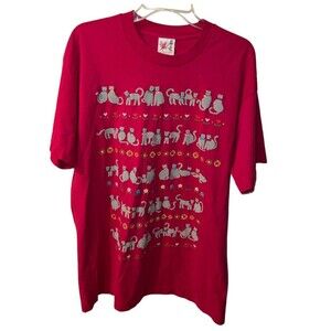 Kitty Cat T-Shirt Adult One Size Tee Single Stitich Pink Made In USA Vintage